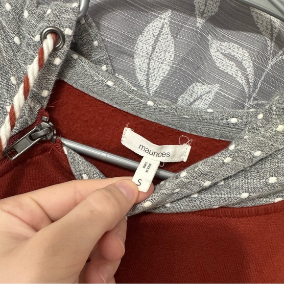 Maurices Gray and Burnt Orange Raglan Hoodie - Picture 3 of 4